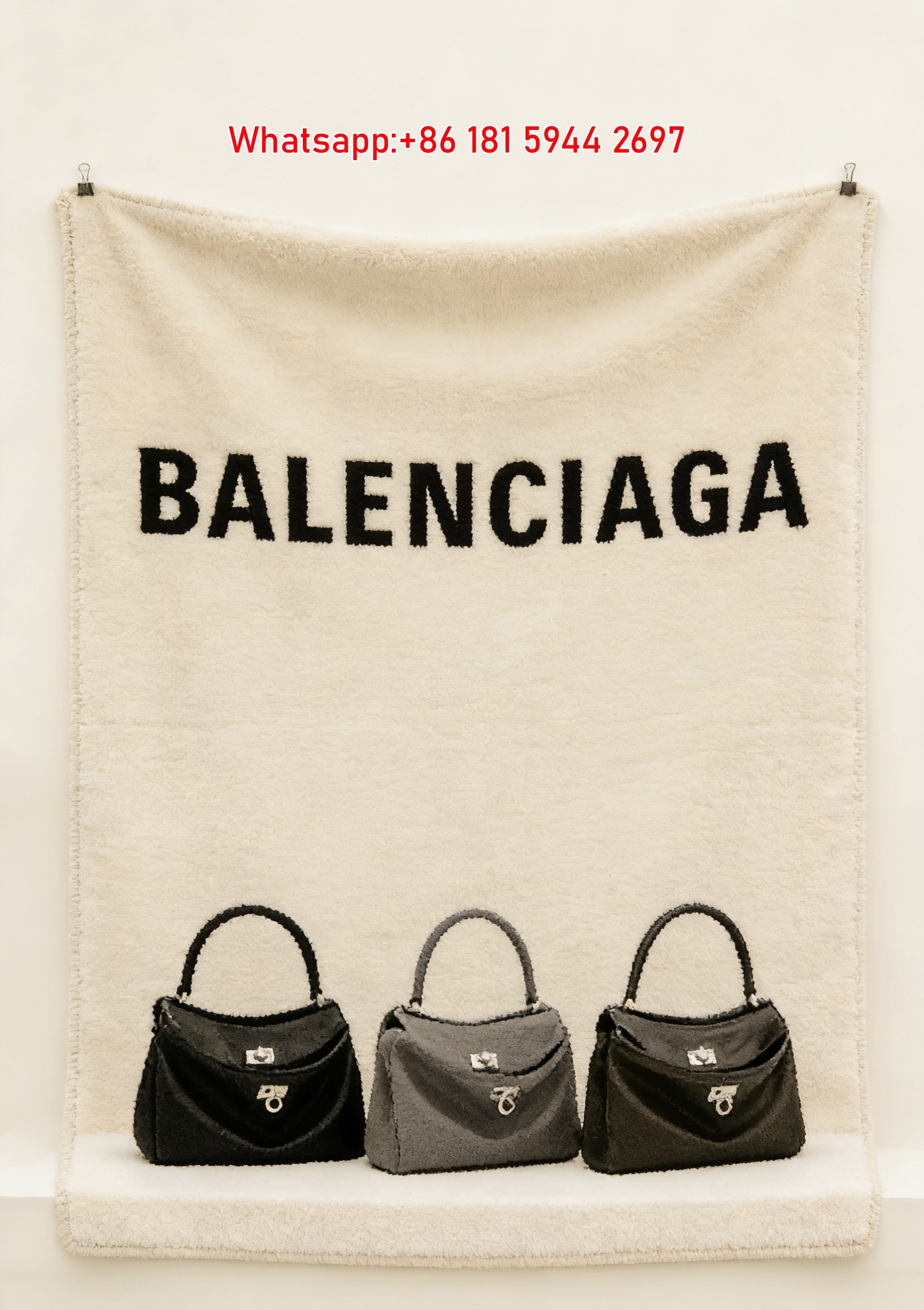 Balenciaga Classic Handbag Display Flannel Throw Blanket for Sofa and Wall Decor BA312